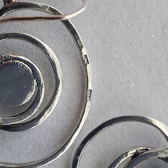 Sterling Silver Turquoise Modern Dangle Earrings YAM Artisan-Created - Picture 8 of 10